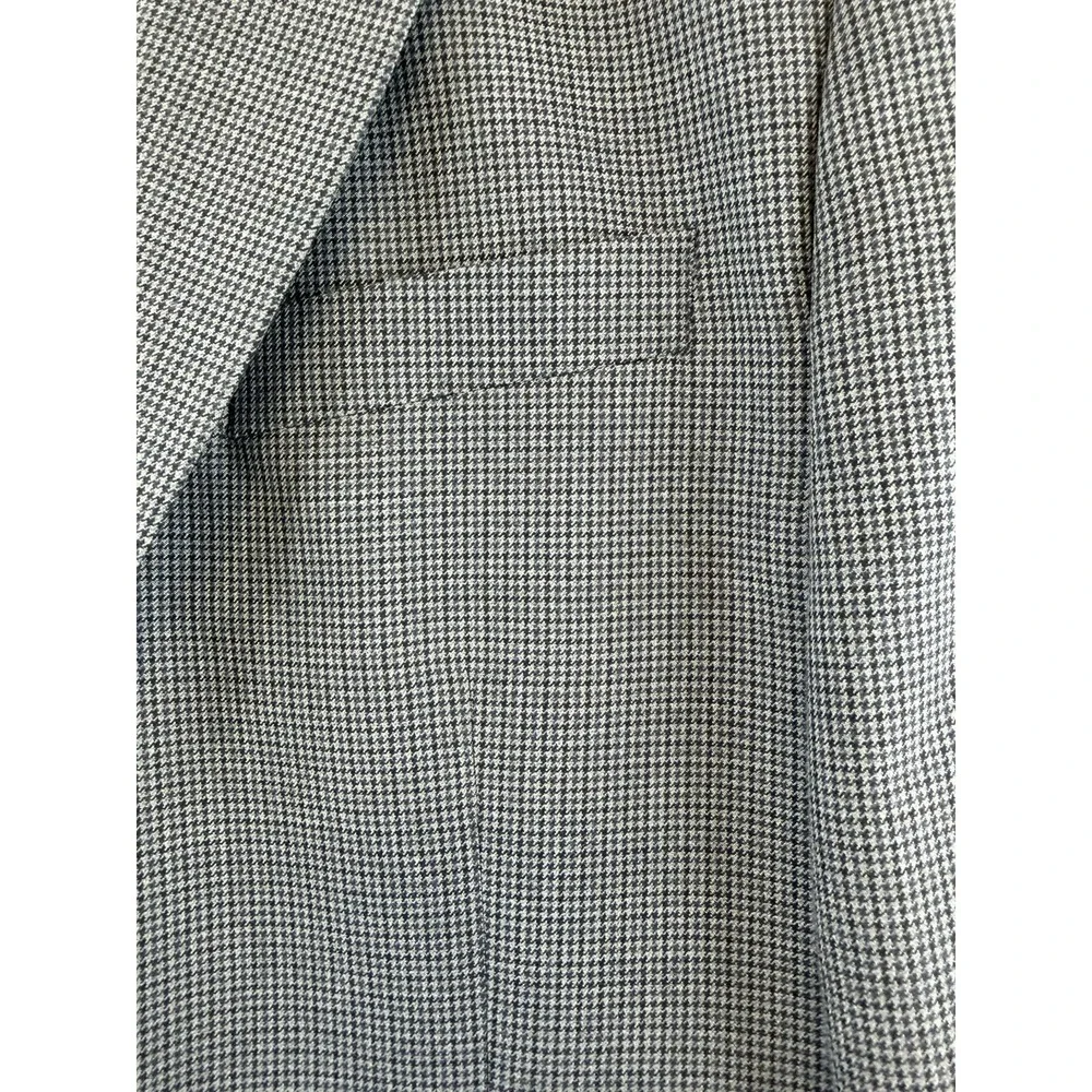 Stafford Travel Blazer Mens 42R Blue and Gray Houndstooth Classic Fit Year Round